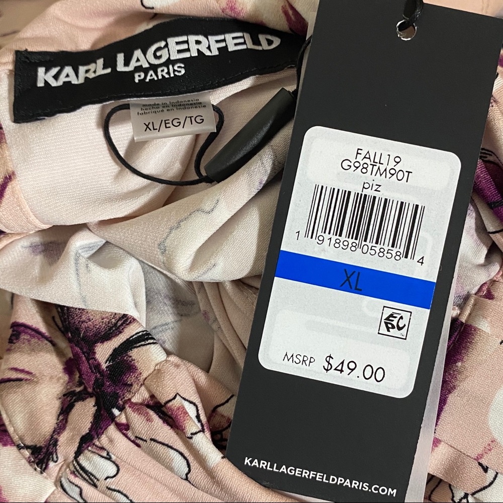 Karl Lagerfeld Floral Sleeveless Pleated Blouse - Picture 9 of 10